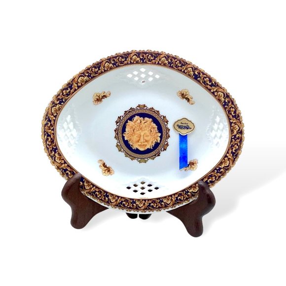Vintage Limoges BACCHUS Oval Platter 9.25 in Porcelain China God Face Gold Gild - Picture 1 of 16